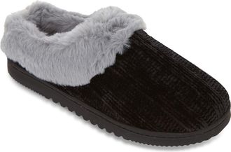 Floopi Chenille Faux Shearling Lined Slipper in Black at Nordstrom Rack, Size X-Large