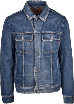 Diesel Medium Blue Wash Denim Jacket with Button Closure and Practical Pockets