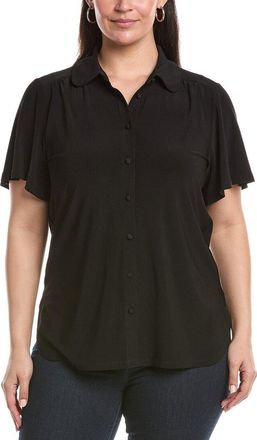 Anne Klein Plus Button Front Collared Top