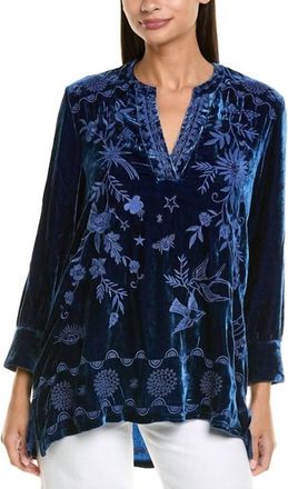 Johnny Was Womens Torine Henley Voyager Tunic Top In Blue