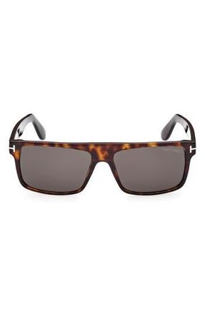 Tom Ford 58mm Rectangle Sunglasses in Dark Havana /Smoke at Nordstrom Rack
