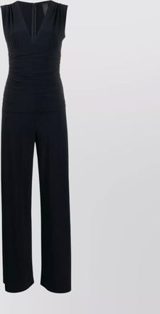 Norma Kamali v-neck sleeveless draped straight-leg jumpsuit