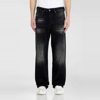 Diesel Relaxed Jeans Low Waist 2001 D-Macro, Black/Dark grey, Button fly