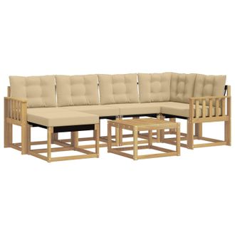 vidaXL Conjunto De Sof&aacute;s De Exterior Con Coj&iacute;n 7 Pcs Y Beige Vidaxl
