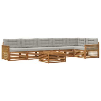 vidaXL Conjunto De Sof&aacute;s De Exterior 7 Pcs Natural Y Gris Claro Vidaxl