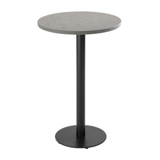 Oviala Table alta redonda 60 cm pie negro y revestimiento de hormig&oacute;n gris