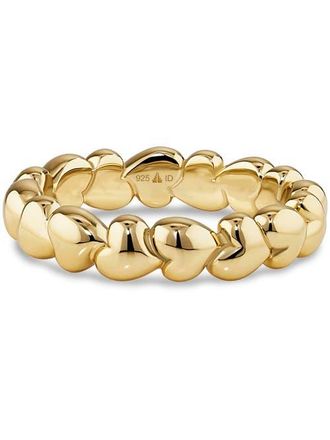 Devata Sweet Heart Eternity Band Ring in Gold Plated Sterling Silver in Yellow Gold at Nordstrom, Size 6