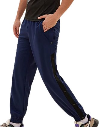 Generic Mens Side-Breasted Sweatpants Casual Open Buckle Full Length Pants Men Gym Joggers Trousers Loose Fit Tracksuit Bottoms Causal Running Workout Trouser
