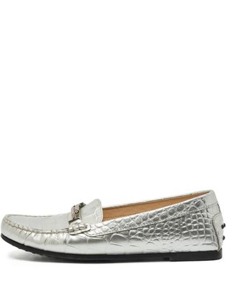 Tod's croc-embossed logo-detail loafers - Silver