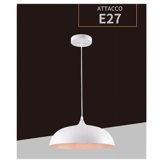 Trade Shop Trade Shop Traesio - Trade Shop - Lampadario A Sospensione Soffitto E27 Ferro Paralume Moderno Elegante Cupola B90 - Blanco