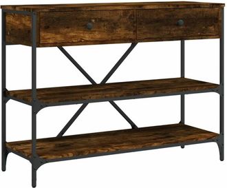 vidaXL Vidaxl - Mesa consola cajones estantes madera ingeniería roble ahumado