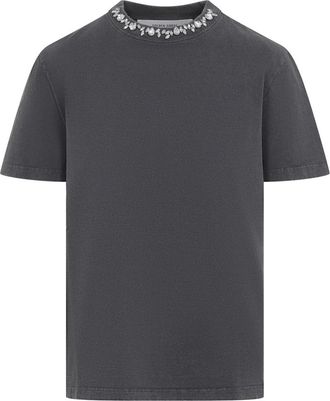 Golden Goose Geborduurde T-shirt voor een stijlvolle look - Dames - T-shirts - Grijs - L - Katoen - Tops