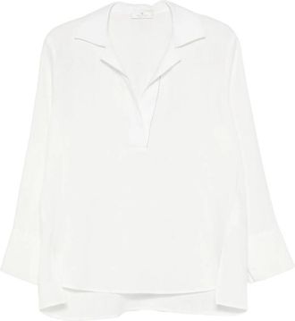 PANICALE Side-slit V-neck Blouse