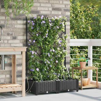 Berkfield Home Garden Planters with Water Irrigation System 2 pcs Black