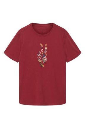 John Varvatos World Flags Peace Organic Cotton Graphic T-Shirt in Cranberry at Nordstrom, Size Xx-Large