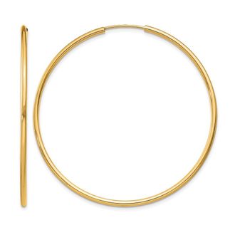Diamond2Deal 10k Yellow Gold 1.5mm Round Endless Hoop Earrings
