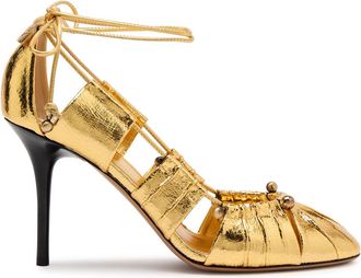 Chloé Luna 100 Cut-out Metallic-leather Pumps - Gold