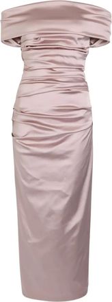 Talbot Runhof off-shoulder ruched midi dress - Pink