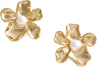 Self Portrait Pearl Flower Earrings - Dames - Oorbellen - Geel - ONE Size - Accessoires