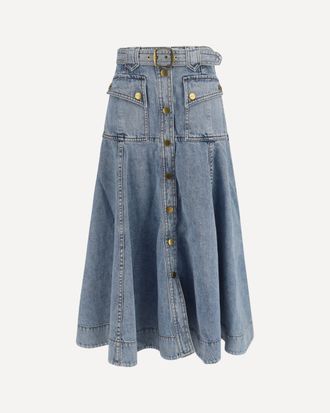 Zimmermann Utility Denim Midi Skirt Female 2