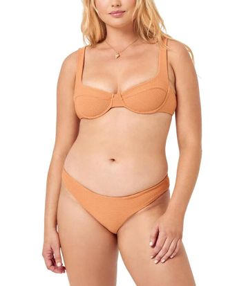 L*Space L*Space Winnie Bikini Top Womens Orange Stretch Rib Tie-Back Swimwear JDM1307