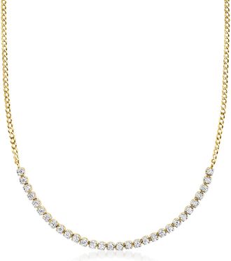 RS Pure by Ross-Simons Diamond Tennis-Style Necklace in 14kt Yellow Gold