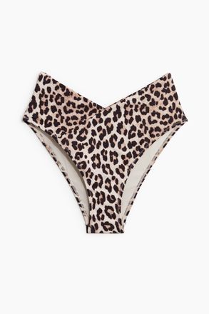 H&M Cheeky Bikinihose High Rise - Hellbeige/Leopardenprint