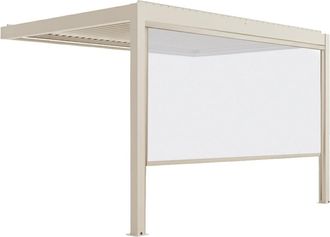 Oviala P&eacute;rgola bioclim&aacute;tica adosada motorizada de 3x4 m y 1 toldo crema