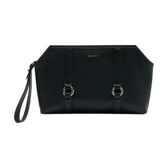 Alexander McQueen Ring-detail Clutch - female - Alexander McQueen - Clutches - Black - ONE SIZE - Bags