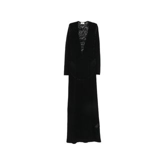 Elisabetta Franchi Lace-panelled Long-sleeve Maxi Dress