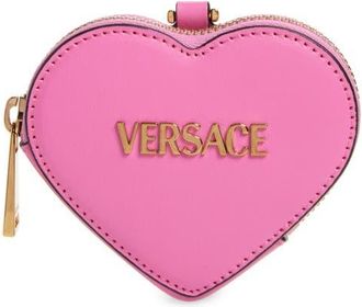 Versace Logo Leather Heart Coin Purse Bag Charm in Mekong Gold Versace at Nordstrom