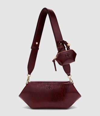 Ganni Sac Bou East West Deep Shine Burgundy