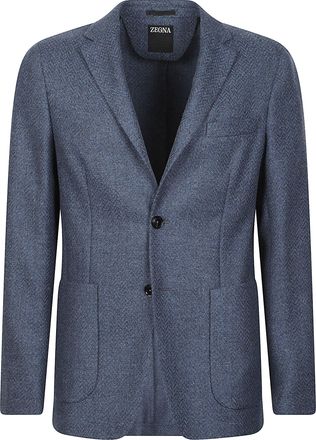 Ermenegildo Zegna Lux Tailoring Herringbone Notch Lapel Wool-Blend Blazer