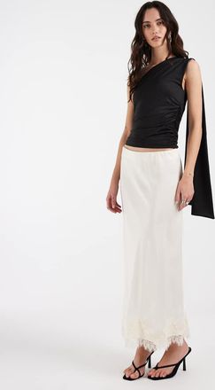 Object Gonna lunga in raso bianco con finiture in pizzo
