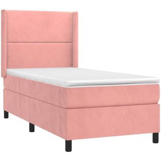 vidaXL Cama Box Spring Con Colch&oacute;n Terciopelo Rosa 80x200 Cm Vidaxl