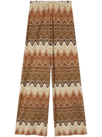MC2 Saint Barth Fluid Wide-Leg Trousers with Striking Wave Pattern