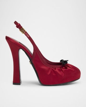 Dolce & Gabbana Satin Bow Slingback Ballerina Pumps