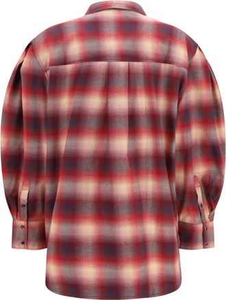 Ganni Womens Cotton Flannel Check Shirt Raspberry Wine