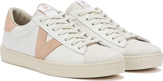 Victoria Berlin Contrast Leather Womens White / Pink Trainers - Size UK 4