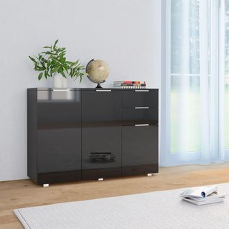 vidaXL Aparador Negro Brillante 107x35x80,5 Cm Vidaxl