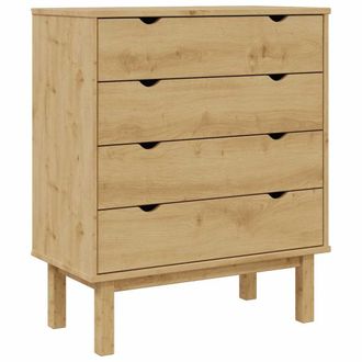 vidaXL Cassettiera Otta 76,5x39,5x90 Cm In Legno Massello Di Pino - Vidaxl