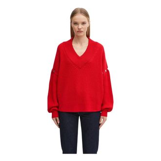 Sportmax Tay Sweater - Dames - V-hals truien - Rood - XS - Wol - Truien & Vesten