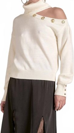 Elan Open Shoulder Sweater In White