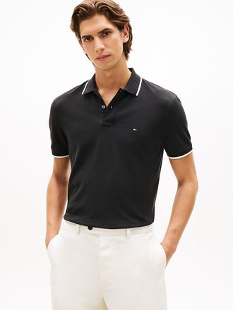 Tommy Hilfiger Mens Regular Fit Pique Tipped Polo - Black - XXL