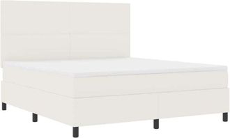 vidaXL Box Spring Bed Cream and White 180 x 200 cm Corduroy Fabric vidaXL