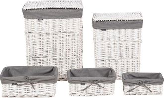 Beliani Beliani - Conjunto de 5 cestas para la ropa almacenaje de baño de sauce blanco Ella