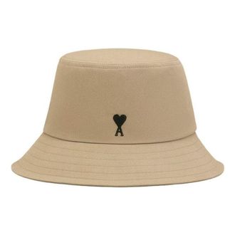 Ami SS26 Cotton Ami De Coeur Bucket Hat Taupe Beige UHA666-AW0041-A036