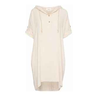 Cream Veren Grijze Jurk met Capuchon - Dames - Jurken - Grijs - Maat: S/M