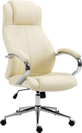Clp Silla de oficina giratoria regulable en Cuero auténtico Crema
