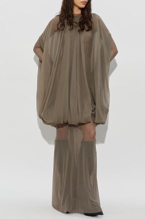 Rick Owens Silk Poncho, Womens, Grey